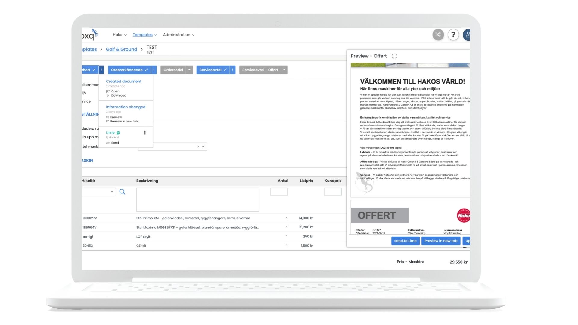 screenshot of vloxq CPQ